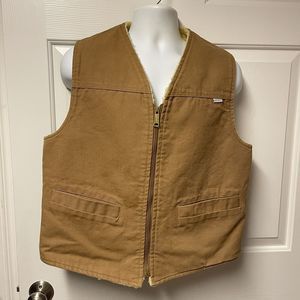 Carhartt Vest Men Large Duck Sherpa Lined Denim Work Zip Union Made USA Vintage